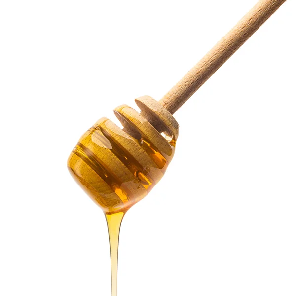 Olla de miel con miel dorada — Foto de Stock