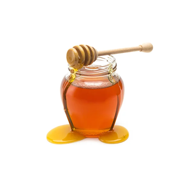 Tarro de miel con Honey Dipper — Foto de Stock