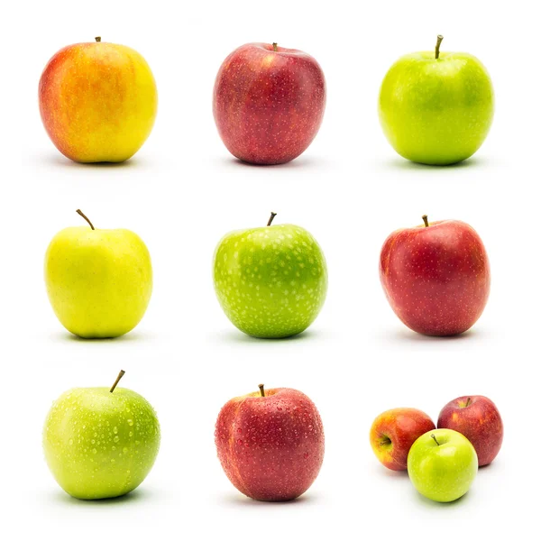 Apple varieties with dew drops set — Stock Photo, Image