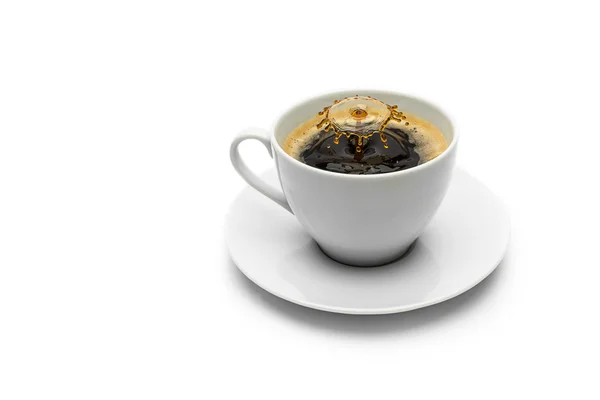 Coffee cup with drop splash — Stock Photo, Image