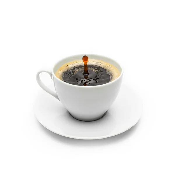 Cup of coffee with drop — Stock Photo, Image