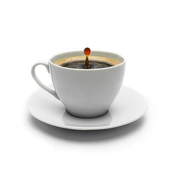 Cup of coffee with drop impact — Stock Photo, Image