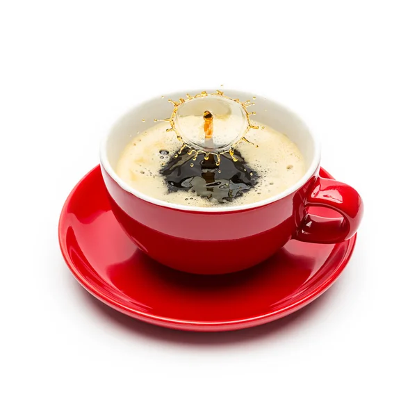 Cup of coffee with a splash on white — Stock Photo, Image
