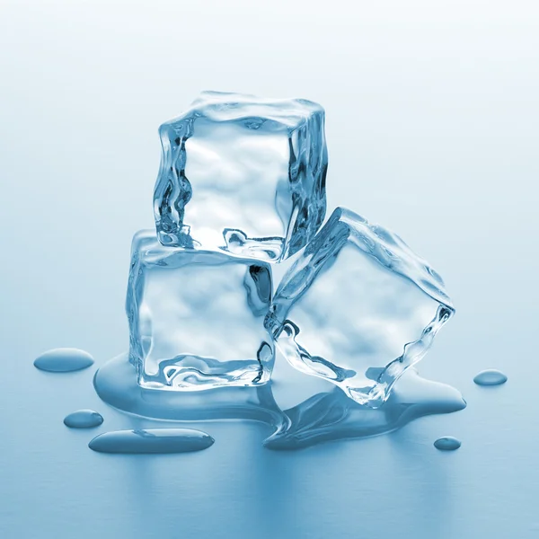 Tři tání ledu kostky — Stock fotografie