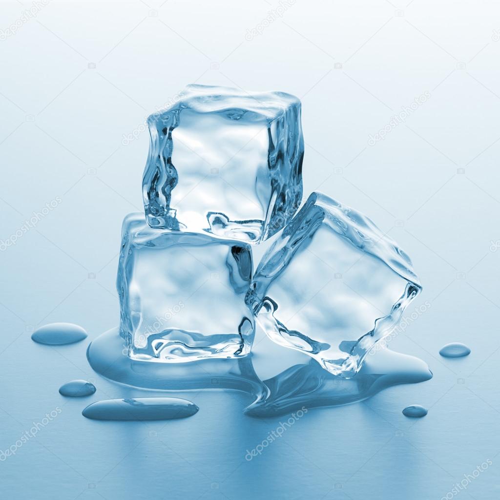 three melting ice cube