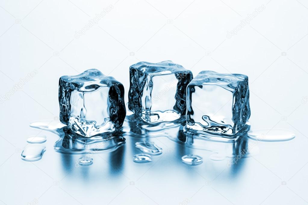 clear melting ice cubes