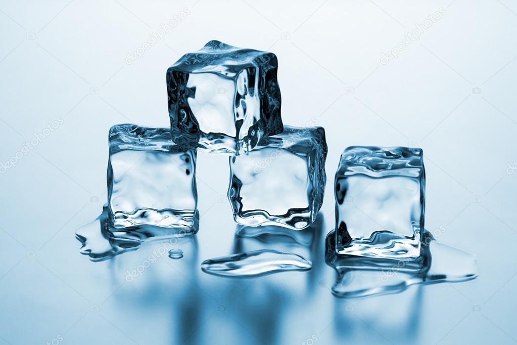 pile of melting ice cubes