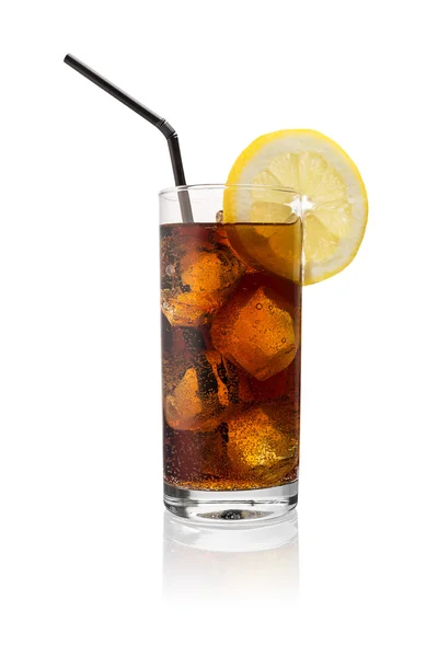 Cola de verre (boisson gazeuse) avec glace Images De Stock Libres De Droits