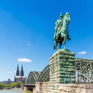Cologne cathedral with Kaiser Wilhelm equestrian statue clipart