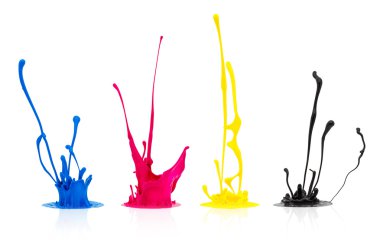 CMYK boya beyaz izole sıçramasına