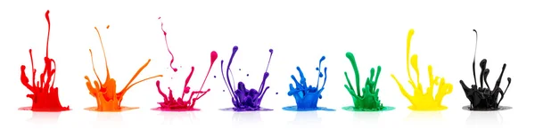 Colorful paint splashes isolated on white — Stock Photo, Image