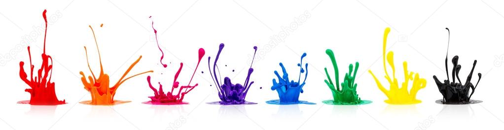 Colorful paint splashes isolated on white