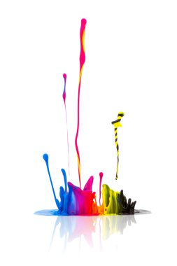 CMYK boya beyaz izole sıçramasına