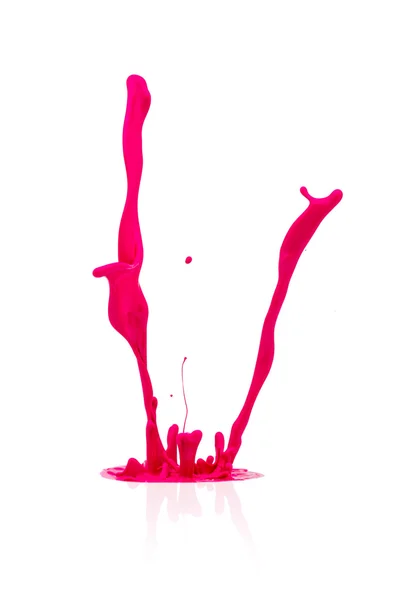 Pintura magenta respingo isolado no branco — Fotografia de Stock