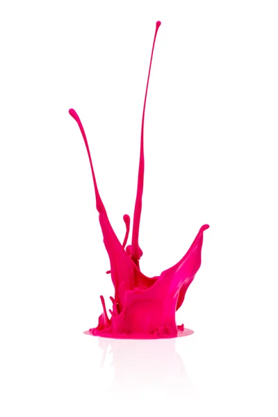 Pinke Farbe spritzt auf Weiß — Stockfoto