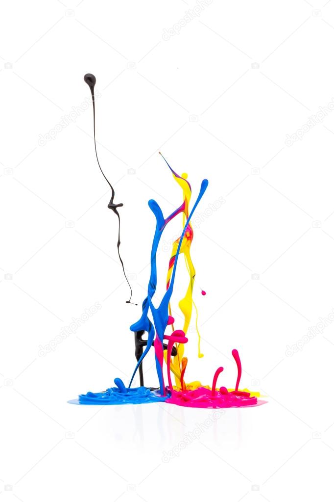 CMYK paint colors splashing