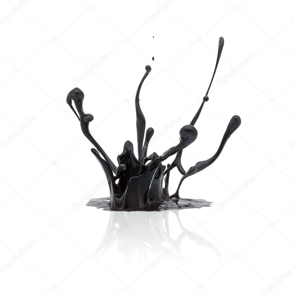 black paint splashing isolated on white