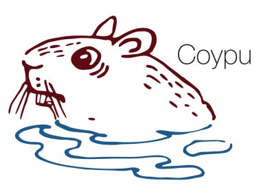 Coypu el çizimi vektör çizimi