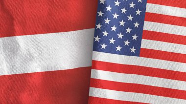 ABD ve Avusturya iki bayraklı tekstil kumaşı 3D