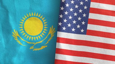 ABD ve Kazakistan 'da iki bayraklı tekstil kumaşı 3D