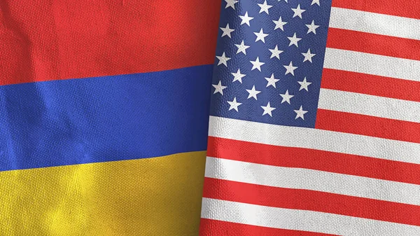 United States and Armenia two flags textile cloth 3D rendering — Stock Photo, Image