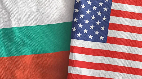 USA och Bulgarien två flaggor textilduk 3D-rendering — Stockfoto