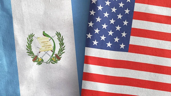 United States and Guatemala two flags textile cloth 3D rendering — Stock Photo, Image