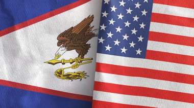 Birleşik Devletler ve Amerikan Samoası 2 bayraklı tekstil kumaşı 3D