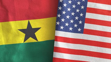 ABD ve Gana iki bayraklı tekstil kumaşı 3D