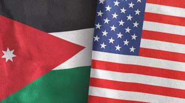 ABD ve Ürdün 'de iki bayraklı tekstil kumaşı 3D