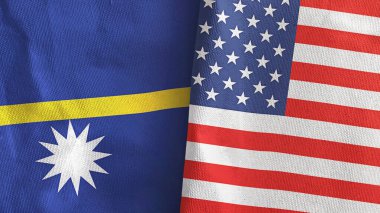 ABD ve Nauru iki bayrak tekstil kumaşı 3D görüntüleme