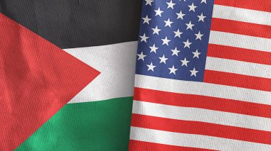 ABD ve Filistin 'de iki bayraklı tekstil kumaşı 3D