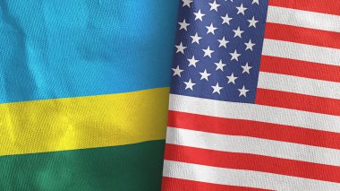 ABD ve Ruanda 'da iki bayraklı tekstil kumaşı 3D.