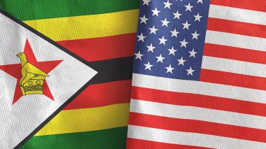 Birleşik Devletler ve Zimbabwe iki bayraklı tekstil kumaşı 3D
