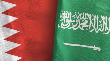 Suudi Arabistan ve Bahreyn iki bayraklı tekstil kumaşı 3D