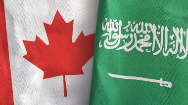 Suudi Arabistan ve Kanada 'da iki bayraklı kumaş 3D.