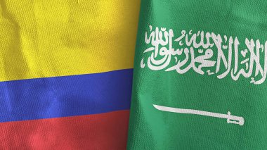 Suudi Arabistan ve Kolombiya 2 bayraklı tekstil kumaşı 3D
