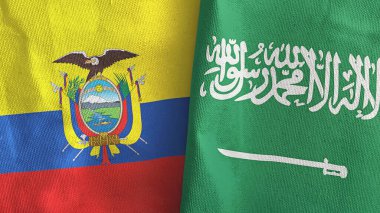 Suudi Arabistan ve Ekvador 'da iki bayraklı tekstil kumaşı 3D