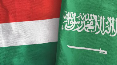 Suudi Arabistan ve Macaristan 'da iki bayraklı tekstil kumaşı 3D