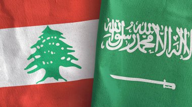Suudi Arabistan ve Lübnan 'da iki bayraklı tekstil kumaşı 3D
