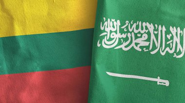 Suudi Arabistan ve Litvanya iki bayraklı tekstil kumaşı 3D