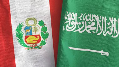 Suudi Arabistan ve Peru 'da iki bayraklı tekstil kumaşı 3D.