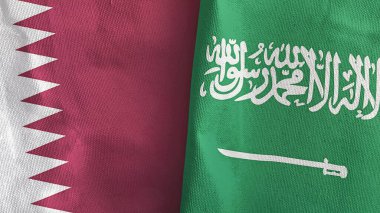 Suudi Arabistan ve Katar iki bayraklı tekstil kumaşı 3D