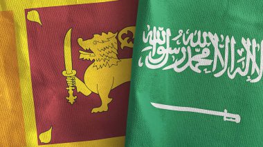 Suudi Arabistan ve Sri Lanka 'da iki bayraklı tekstil kumaşı 3D