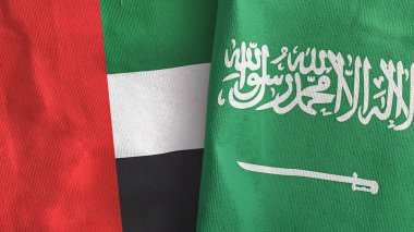 Suudi Arabistan ve Birleşik Arap Emirlikleri iki bayrak tekstil kumaşı 3D