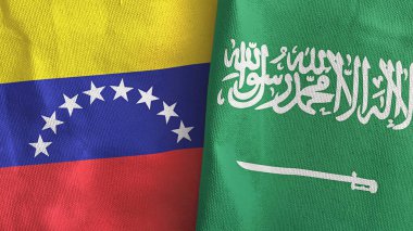 Suudi Arabistan ve Venezuela 'da iki bayraklı tekstil kumaşı 3D