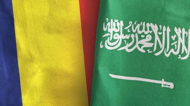 Suudi Arabistan ve Çad iki bayrak tekstil kumaş 3D görüntüleme