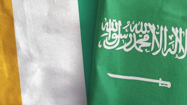 Suudi Arabistan ve Cote dIvoire Fildişi Sahilleri İki bayraklı tekstil kumaşı 3D