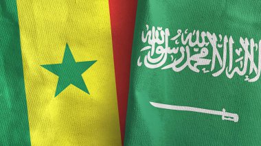 Suudi Arabistan ve Senegal iki bayrak tekstil kumaşı 3D