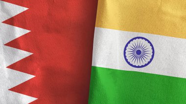 Hindistan ve Bahreyn iki bayraklı tekstil kumaşı 3D